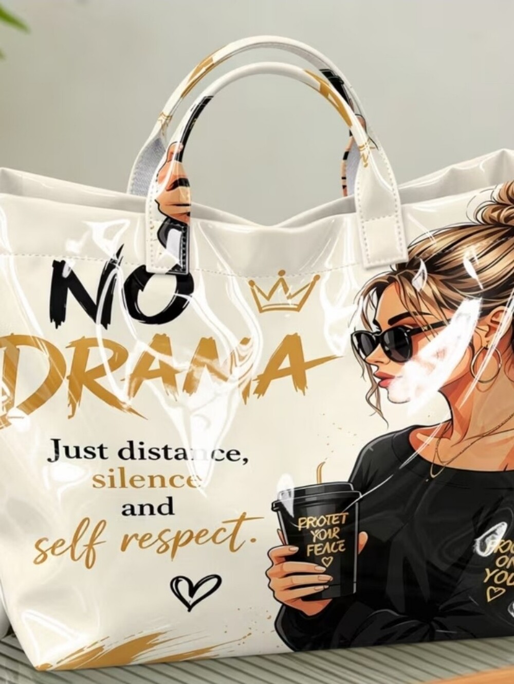 Women No Drama Tote Bag Daily Commute Hand Bag - Picture 3 of 5